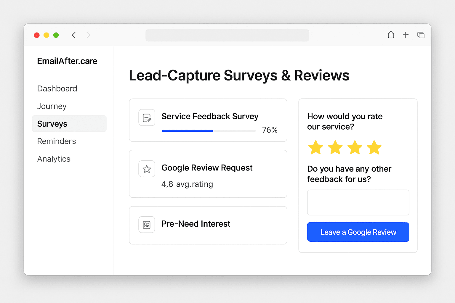 Lead‑Capture Surveys & Reviews